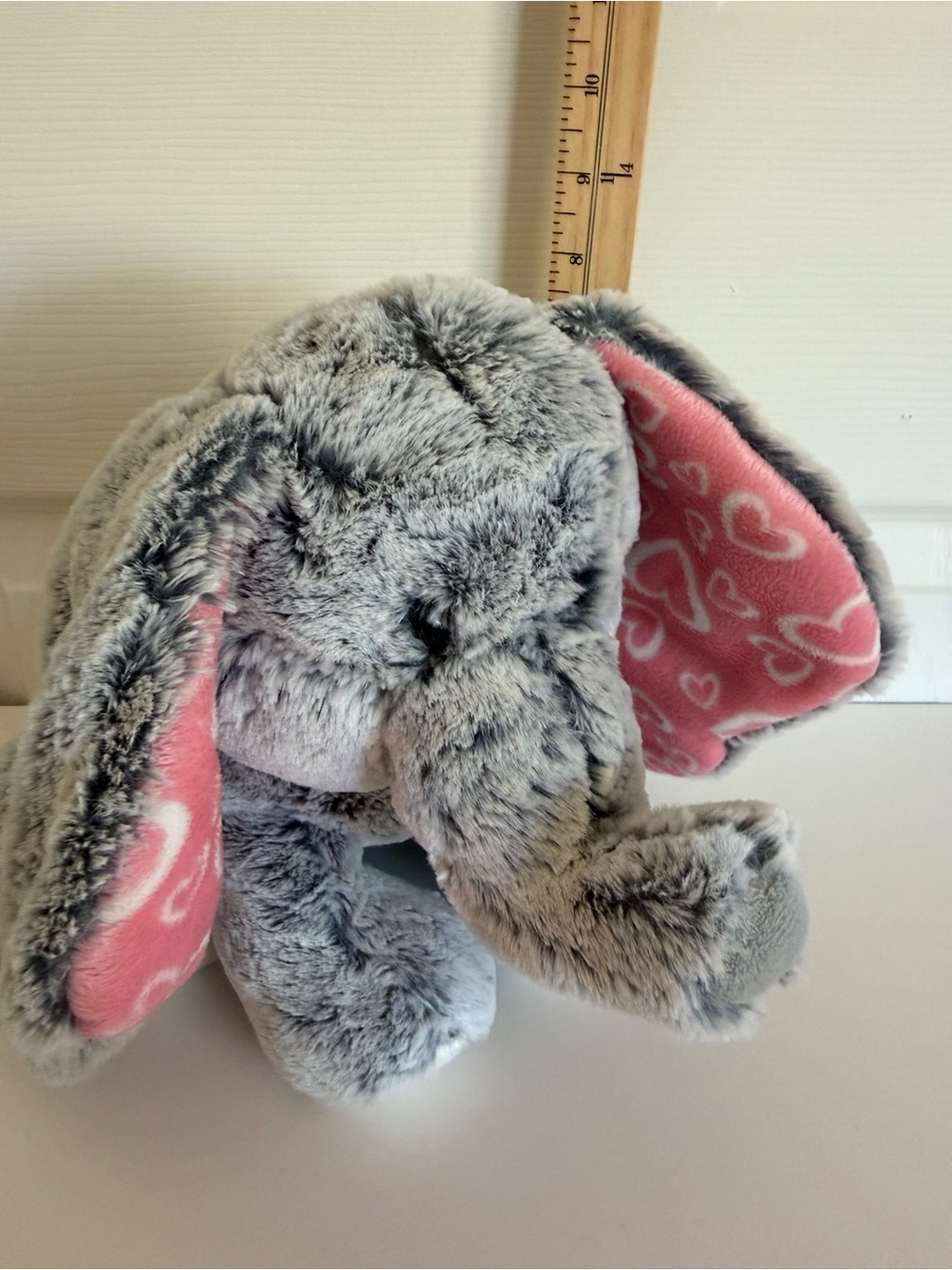Aurora World gray and pink Heart-Print Elephant Plush